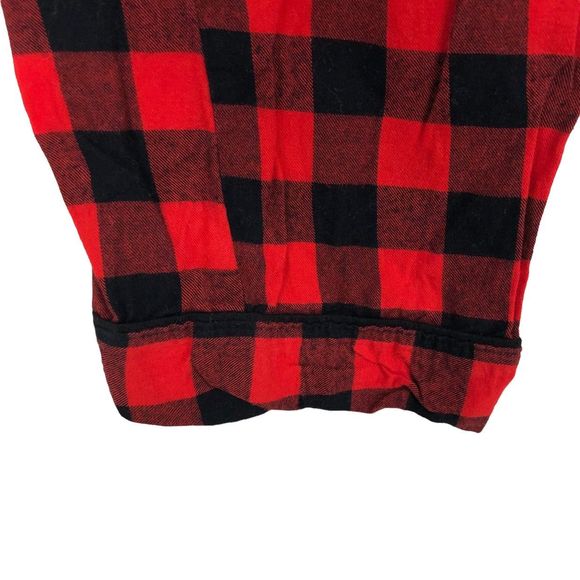 Red Black Buffalo Plaid Flannel Pajama Set XS Long Sleeve Button Top & Pants - Picture 6 of 9